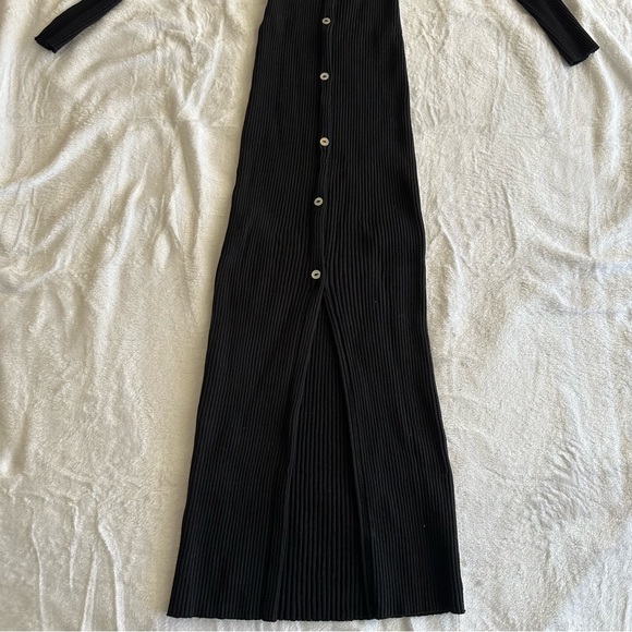 Zara Black Button Ribbed Dress - Picture 3 of 5